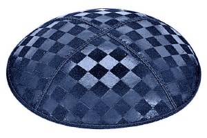 Dark Royal Blind Embossed Checkerboard Kippah