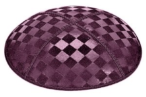 Eggplant Blind Embossed Checkerboard Kippah