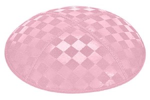 Light Pink Blind Embossed Checkerboard Kippah
