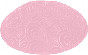 Light Pink Blind Embossed Circles Kippah with Light Grey and White Trim