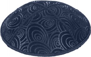 Navy Blind Embossed Circles Kippah