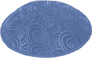 Wedgewood Blind Embossed Circles Kippah with Green and Gold Trim