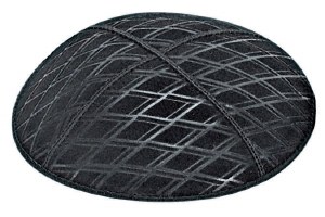 Black Blind Embossed Diamonds Kippah