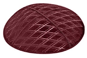 Burgundy Blind Embossed Diamonds Kippah
