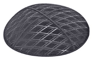Dark Grey Blind Embossed Diamonds Kippah