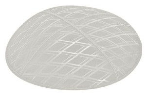Light Grey Blind Embossed Diamonds Kippah