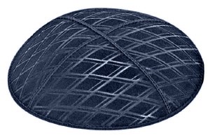 Navy Blind Embossed Diamonds Kippah