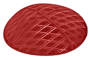 Red Blind Embossed Diamonds Kippah