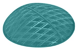 Teal Blind Embossed Diamonds Kippah