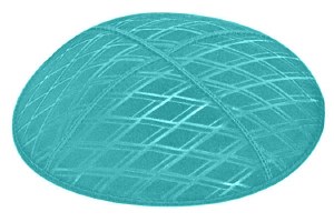 Turquoise Blind Embossed Diamonds Kippah
