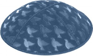 Denim Blind Embossed Doves Kippah without Trim