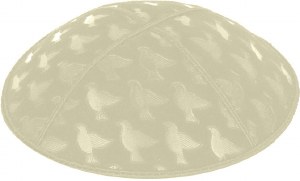 Ivory Blind Embossed Doves Kippah without Trim