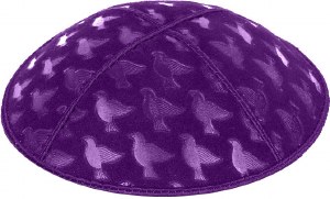 Purple Blind Embossed Doves Kippah without Trim