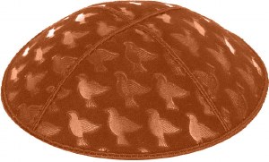 Rust Blind Embossed Doves Kippah without Trim
