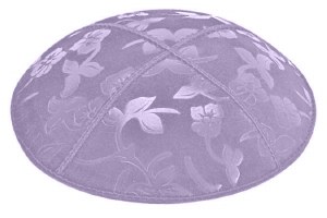 Lavender Blind Embossed Flowers Kippah without Trim