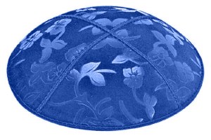 Royal Blind Embossed Flowers Kippah without Trim