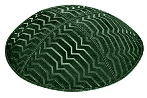 Green Blind Embossed Kippah without Trim