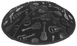Black Blind Embossed Guitars Kippah