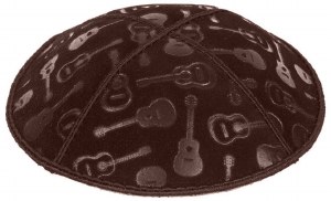Brown Blind Embossed Guitars Kippah
