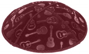 Burgundy Blind Embossed Guitars Kippah