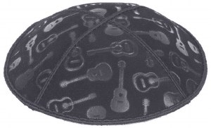 Dark Grey Blind Emossed Guitars Kippah