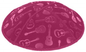 Fuchsia Blind Embossed Guitars Kippah