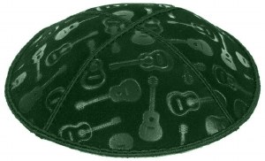 Green Blind Embossed Guitars Kippah