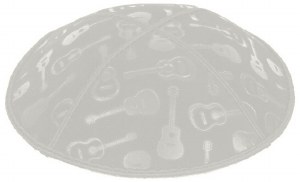 Light Grey Blind Embossed Guitars Kippah
