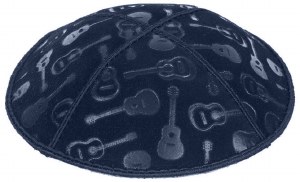 Navy Blind Embossed Guitars Kippah