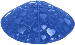Royal Blind Embossed Hearts Kippah without trim