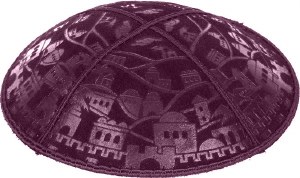 Eggplant Blind Embossed Jerusalem Kippah