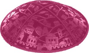 Fuchsia Blind Embossed Jerusalem Kippah