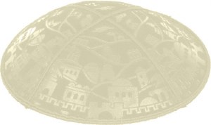 Ivory Blind Embossed Jerusalem Kippah