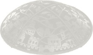 Light Grey Blind Embossed Jerusalem Kippah