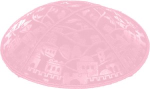 Light Pink Blind Embossed Jerusalem Kippah