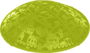 Lime Blind Embossed Jerusalem Kippah