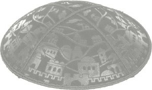 Medium Grey Blind Embossed Jerusalem Kippah