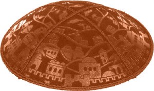 Rust Blind Embossed Jerusalem Kippah