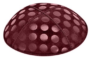 Burgundy Blind Embossed Large Dots Kippah without Trim