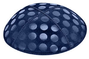 Dark Royal Blind Embossed Large Dots Kippah without Trim