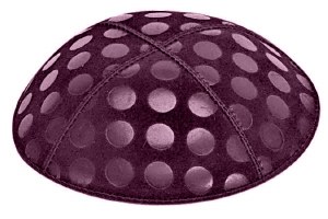 Eggplant Blind Embossed Large Dots Kippah without Trim