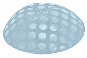 Light Blue Blind Embossed Large Dots Kippah without Trim