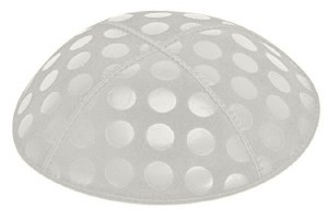 Light Grey Blind Embossed Large Dots Kippah without Trim