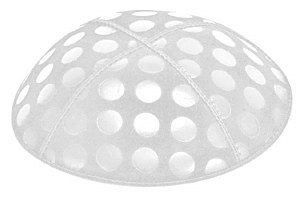 White Blind Embossed Large Dots Kippah without Trim