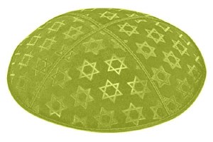 Lime Blind Embossed Large Star of David Kippah without Trim
