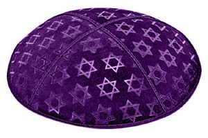 Purple Blind Embossed Large Star of David Kippah without Trim