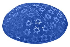 Royal Blind Embossed Large Star of David Kippah without Trim