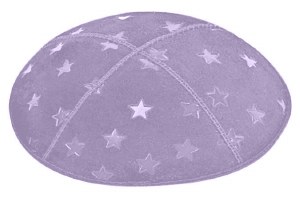 Lavender Blind Embossed Large Stars Kippah without Trim
