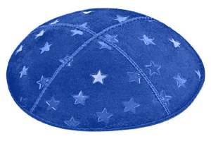 Royal Blind Embossed Large Stars Kippah with Trim