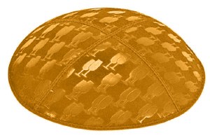 Gold Blind Embossed L'chaim Cups Kippah without Trim